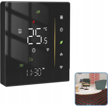 Termostat Termostat WIFI Tuya Programovatelný pro elektrické podlahové topení ČERNÝ