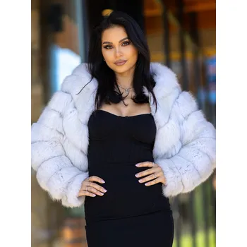 Dámská bunda z pravé kožešiny v bílé barvě, VELIKOST 2XL