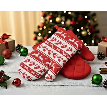 Chňapka Vánoční kuchyňské rukavice chňapky SCANDI XMAS 18x30 cm 100% bavlna Balení 2 kusy - levá a pravá rukavice.