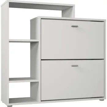 Botník Tempo Kondela Výklopný dvouřadý botník, bílá, IZABELA