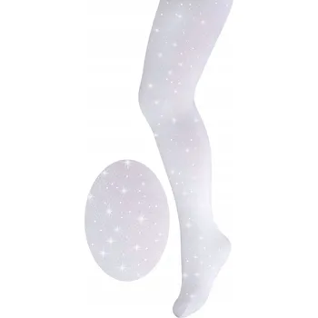 Roztomilé dětské punčocháče bílé mikrovlákno, velikost 128