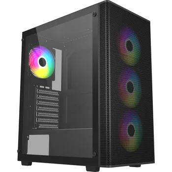 PC skříň FSP M220/Midi Tower/Transpar./Černá