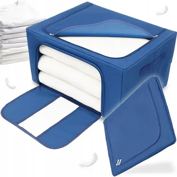 Úložný box ORGANIZÉR, ÚLOŽNÝ BOX S RÁMEM 24L TMAVĚ MODRÝ NA OBLEČENÍ, HRAČKY, POVLEČENÍ