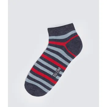 BIG STAR Pánské Kotníkové Ponožky do bot v barevných proužcích, tmavě modré Simon 403, velikost 39-42