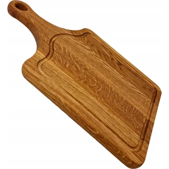 Kuchyňské prkénko Dřevěné dubové prkénko na krájení s rukojetí 40x25x2 cm – odolné, krásné, s drážkami