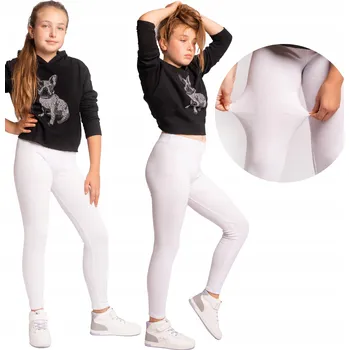 Dívčí legíny New York Style dětské dlouhé klasické legíny bavlna bílá, velikost 146