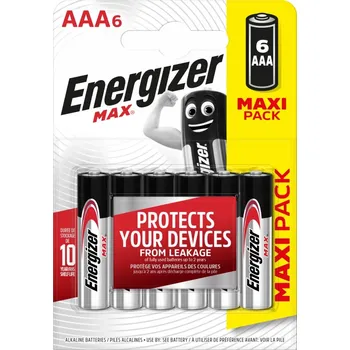 Článková baterie Alkalické baterie Energizer AAA (R3) 6 ks