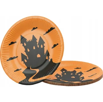 Party nádobí Papírové talířky Strašidelný dům Halloween 23cm 8ks