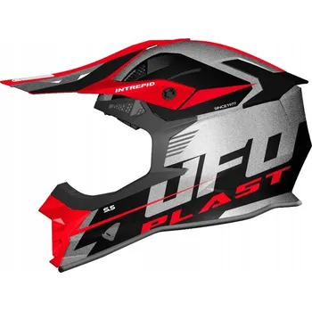 Helma na motorku PŘILBA INTREPID CROSS ČERNÁ/STŘÍBRNÁ/ČERVENÁ FLUO