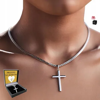 Náhrdelník Łańcuszek z Krzyżykiem Srebrny Włoski Diamantový kříž Náhrdelník