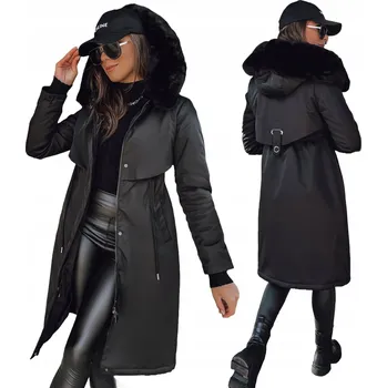 Dámský kabát Bunda dStreet parka černá nylonová s kapucí ke kolenům M