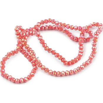 Korálek Skleněné korálky broušené ohňovky 3 mm na drátku, malé, 4 korálová světlá AB