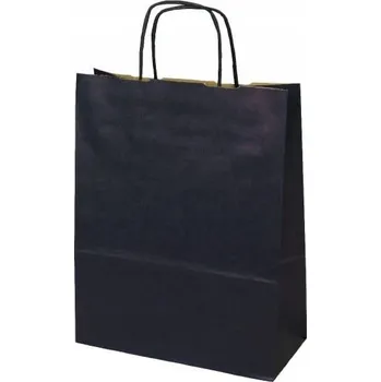 Jednorázové nádobí PAPÍROVÉ TAŠKY ČERNÉ EKO S ROLOVANÝM UCHEM 25x11x32 CM 250 KS