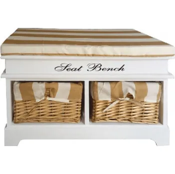 Zahradní lavice Tempo Kondela Lavice s polštářem, bílá / medová, SEAT BENCH 4 HX12-284 / H