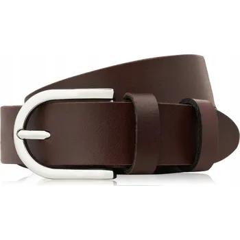 Opasek Kožený Opasek dámský hnědý 100 cm se stříbrnou sponou PAOLO PERUZZI Módní