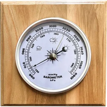 Bezpečnostní kamera DŘEVĚNÝ ČTVERCOVÝ HNĚDÝ BAROMETR ANALOGOVÝ JVD BA230.68 14x14 cm