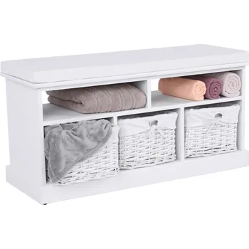 Zahradní lavice Tempo Kondela Lavice s 3 košíky, bílá, Rafaello