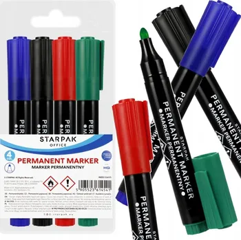 Permanentní popisovač kulatý popisovač, 4 kusy v pouzdro