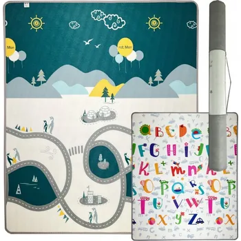 Hrací deka PĚNOVÁ PODLOŽKA XPE EDUKAČNÍ OBOUSTRANNÁ SKLÁDACÍ VELKÁ 150x180 SILNICE HASIČI