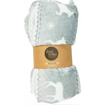 deka Flanelová deka 200x150 cm šedá se vzorem sob 100% polyester