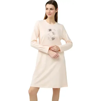 Dámská noční košile Dámská bavlněná noční košile s potiskem koček Vamp 23341 cream dew velikost XL