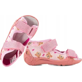 Dívčí obuv BEFADO 342P069 TEXTILNÍ DOMÁCÍ SANDÁLKY (PAPUČE) BAČKORY S KOŽENOU STÉLKOU, VEL. 25, Růžová