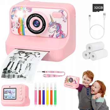 Digitální fotoaparát DĚTSKÝ DIGITÁLNÍ FOTOAPARÁT S TISKÁRNOU + KARTA 32GB + 3 ROLE PAPÍRU