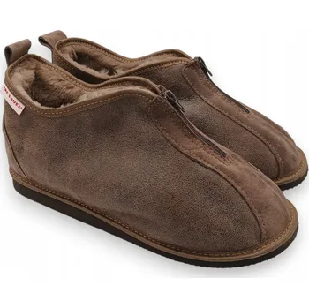 Dámské pantofle Kožené Papuče Highlander se zipem - pohodlí pro oteklé nohy 43