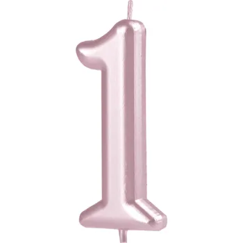 Dortová svíčka Party Pal Narozeninová svíčka na dort, číslo 1, růžově zlatá, 10cm