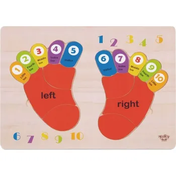 Dřevěná hračka DŘEVĚNÁ VZDĚLÁVACÍ SKLÁDAČKA CHODIDLA - UČENÍ ČÍSEL A BAREV TOOKY TOY