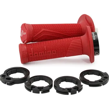 Chránič řídítek pro čtyřkolku Gripy LOCK-ON D100 (offroad) délka 125/130 mm (4 vačky), DOMINO (červené)