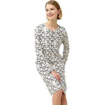 Dámská noční košile Dámská bavlněná noční košile s knoflíkovou légou a mašličkovým vzorem Vamp 23353 cream velikost XXL