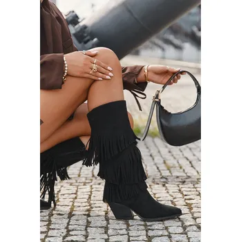 Dámské kozačky Zateplené Kobyly Dívčí Kobyly S Fringingem Brivina Barva: Černá, Velikost: 40