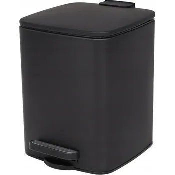Odpadkový koš KOŠ DO KOUPELNY ČERNÝ KOVOVÝ S PEDÁLEM 6 L POMALU ZAVÍRACÍ VÍKO