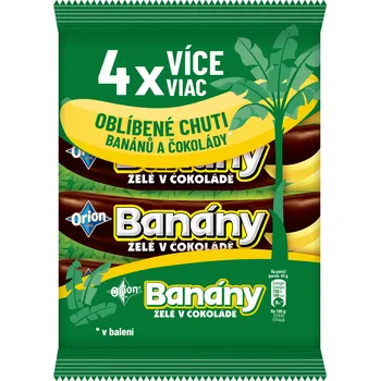 Čokoláda Výhodná cena Orion Banány Želé v čokoládě 4 x 45 g