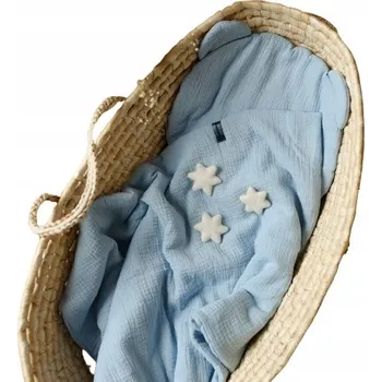 Povlečení Povlečení do postýlky do kočárku Komplet mušelín 100% Bavlna 65x100 cm Modrá