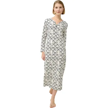 Dámská noční košile Dámská dlouhá bavlněná noční košile s výstřihem do V Vamp 23355 cream velikost S