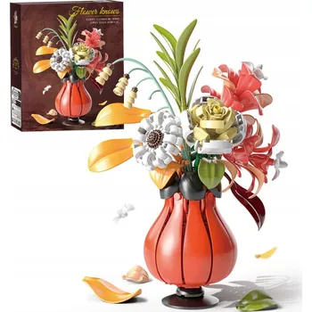 ostatní stavebnice MJI Stavebnice 13068 - Kytice květin v červené váze 382 dílků