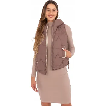 Dámská vesta Dámská prošívaná péřová vesta s Kapuce se stahovacími šňůrkami