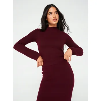 Dámský svetr VERO MODA BORDOVÝ SVETR SE STOJÁČKEM (XS)