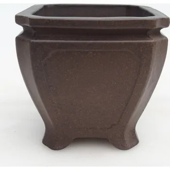 Květináč Keramická bonsai miska 10 x 10 x 9,5 cm hnědookrová