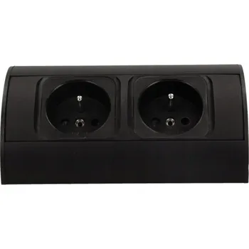 Elektrická zásuvka Orno OR-AE-1303/B nábytková zásuvka bez vypínače, 2x2P+Z, černá