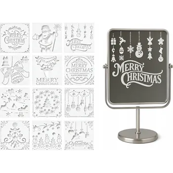 Vánoční dekorace VÁNOČNÍ ŠABLONY NA UMĚLÝ SNÍH NA OKNO SKLO VÁNOCE bílá