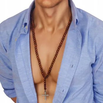 Přívěsek Pánský náhrdelník KORÁLKY Přívěsek Kříž Přívěsek Kříž Korálky HNĚDÉ