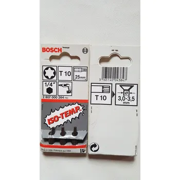 Bit BOSCH Šroubovací bity ISO-TEMP 25mm T10