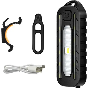 Cyklosvítilna Blikající výstražné bezpečnostní LED červené modré světlo 7 x 2,5 cm s klipem na rameno nebo držákem na řídítka USB nabíjení ABS+PC