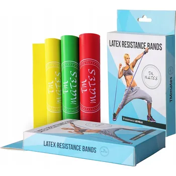 Odporové gumy / expandéry / posilovací gumy popruhy pro cvičení, trénink a protahování – 3 úrovně odporu, 3 ks