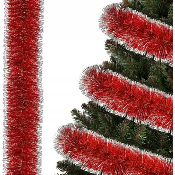 Vánoce Červeno-stříbrný hustý vánoční řetěz pr. 70 mm 6M