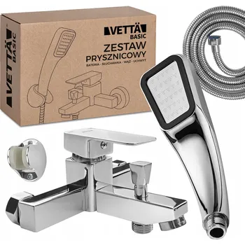 Vodovodní baterie Vanová a sprchová baterie VETTÄ stříbrná, páková, nástěnná
