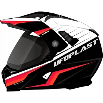 Helma na motorku UFO PŘILBA ARIES DUAL BARVA ČERNÁ/BÍLÁ/ČERVENÁ FLUO VELIKOST: S